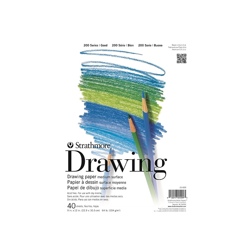 Strathmore 200 Series 9" x 12" Tape Bound Drawing Sketch Pad, 40 Sheets/Pad (25-009) image 1