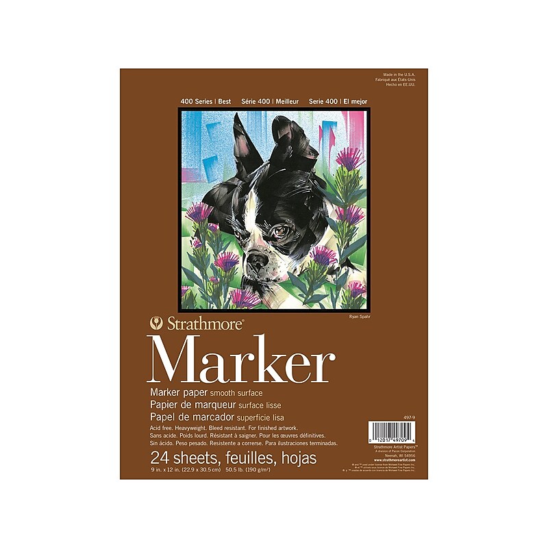 Strathmore 400 Series Marker Paper Pad, 9" x 12", White (497-9) image 1