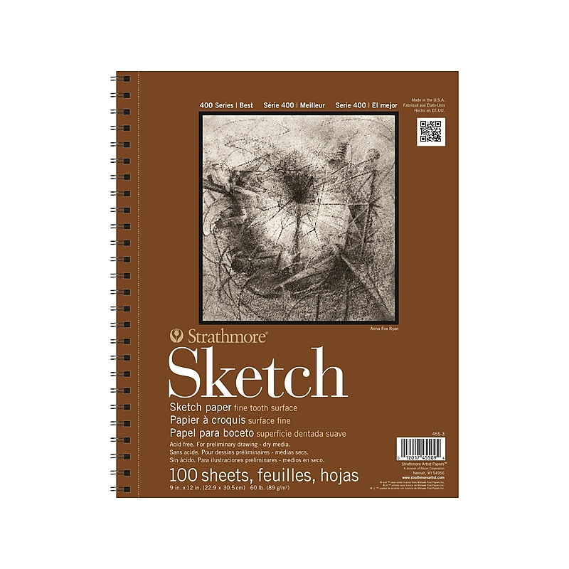 Strathmore 400 Series 9" x 12" Sketch Pad, 100 Sheets/Pad (455-3) image 1