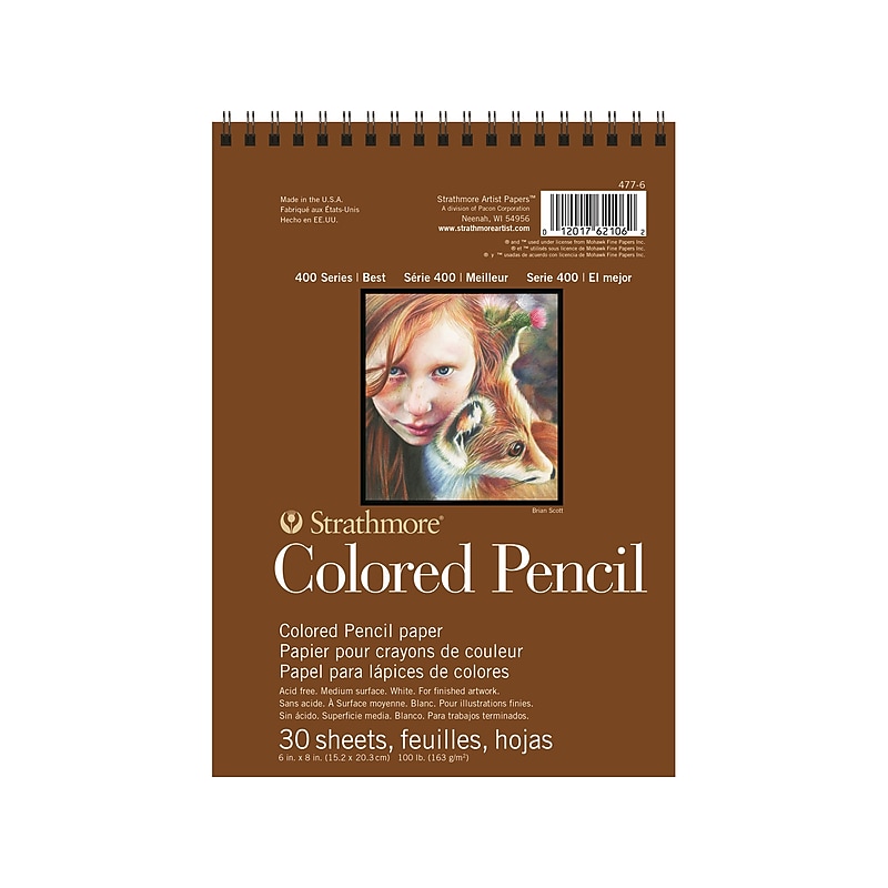 Strathmore 400 Series Colored Pencil Pad, 6" x 8", White (477-6) image 1