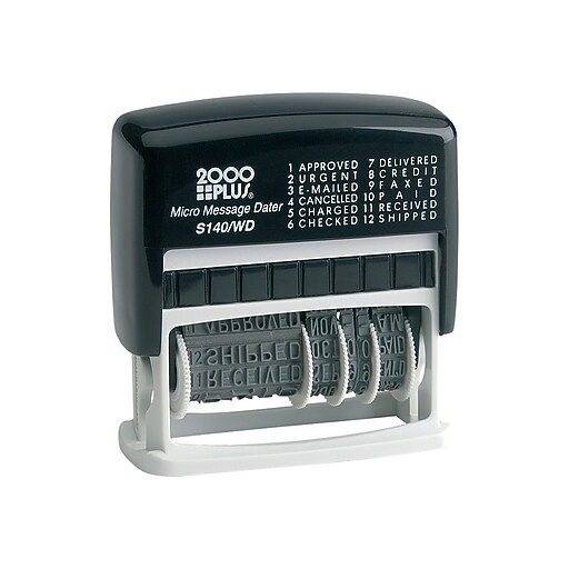 2000 Plus 12in1 Micro Date and Message Stamp, 12 Phrases, Black Ink