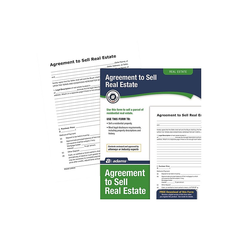 Adams Agreement To Sell Real Estate, 8.5"W x 11"L, 4 Forms/Pack (ALFR213/LF120S) image 1