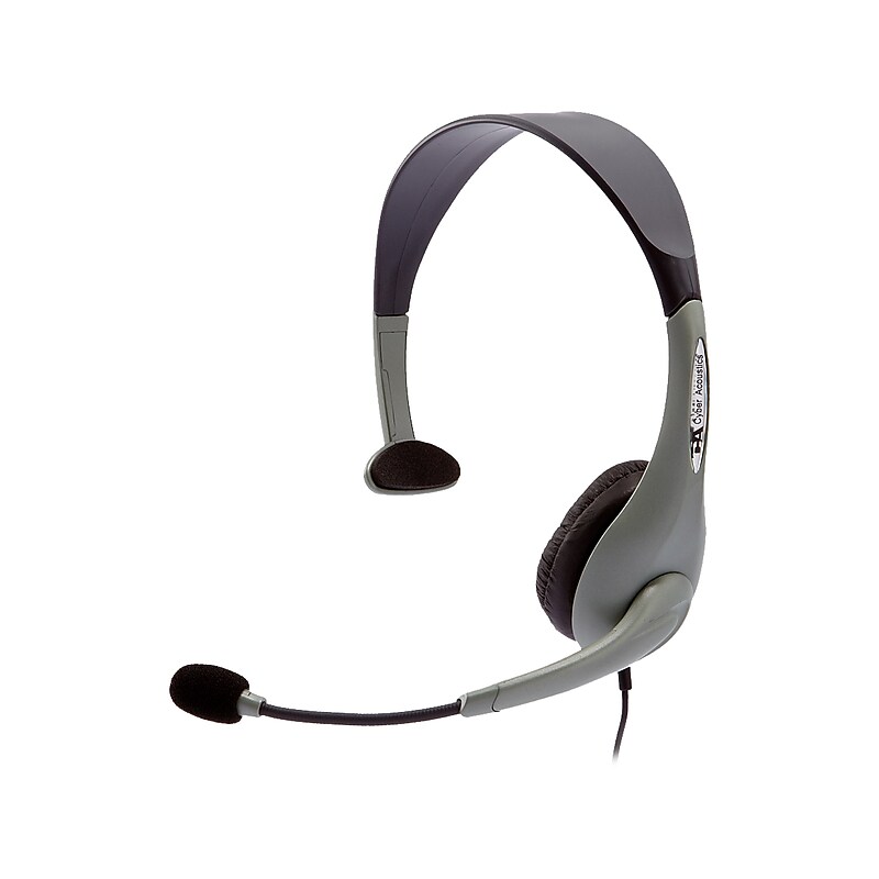 Cyber Acoustics Noise Canceling Mono Computer Headset, Over-the-Head, Grey (AC-840) image 1