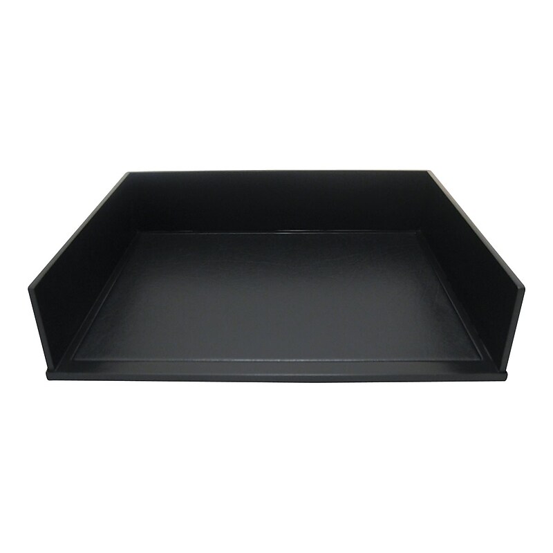 Victor Midnight Black Collection Stackable Side Loading Letter Tray, Letter Size, Black Wood (1154-5) image 1