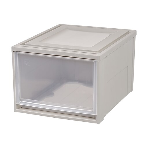 Iris 43.4 qt. Stackable Storage, Plastic, Gray/Clear