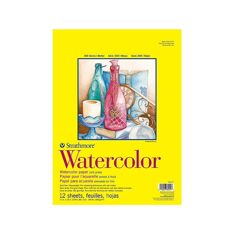 Strathmore 300 Series Watercolor Paper Pad, 11" x 15", White (360-111) image 1