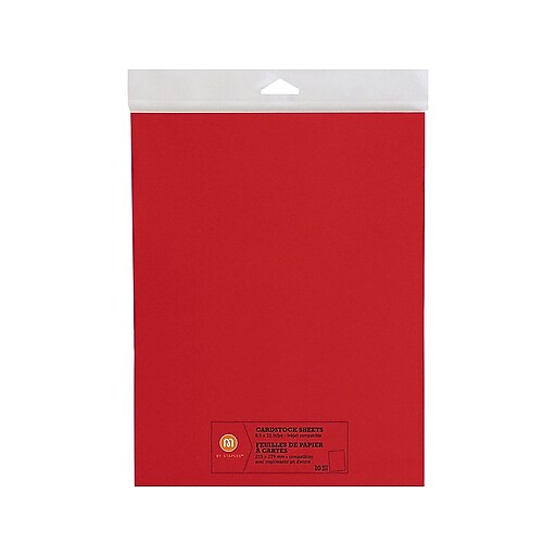 M by Staples Cardstock Paper, 80 Lbs., 8.5" x 11", Red, 10/Pack