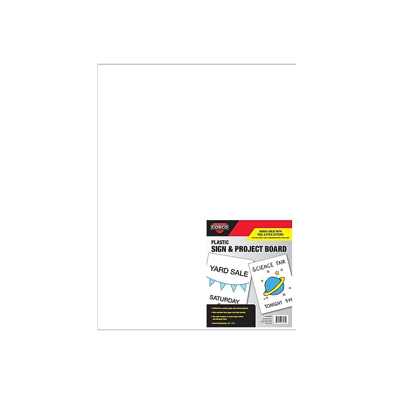 Cosco Sign & Project Corrugated Display Board, White Frame, 18"W x 24"H (098181) image 1
