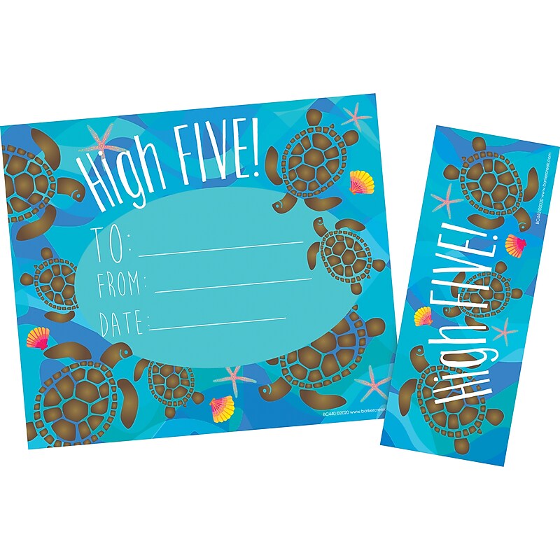 Barker Creek Kai Ola High Five Awards & Bookmarks Set, 8.5" x 5.5”, Multicolored, 30/Pack (BC440) image 1