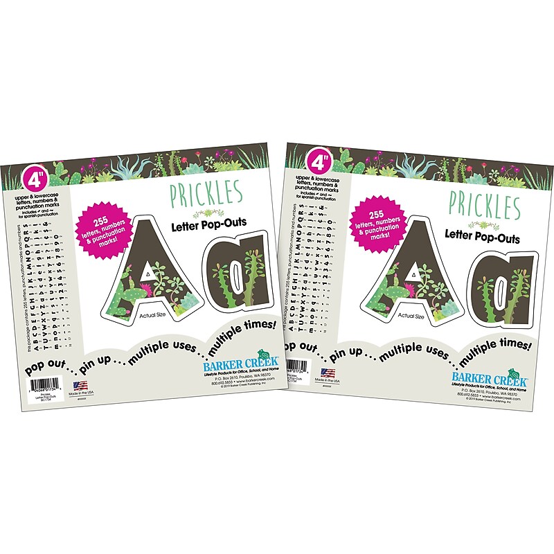 Barker Creek Petals & Prickles  4" Letters and Numbers, Multicolored, 510/Pack (BC3996) image 1