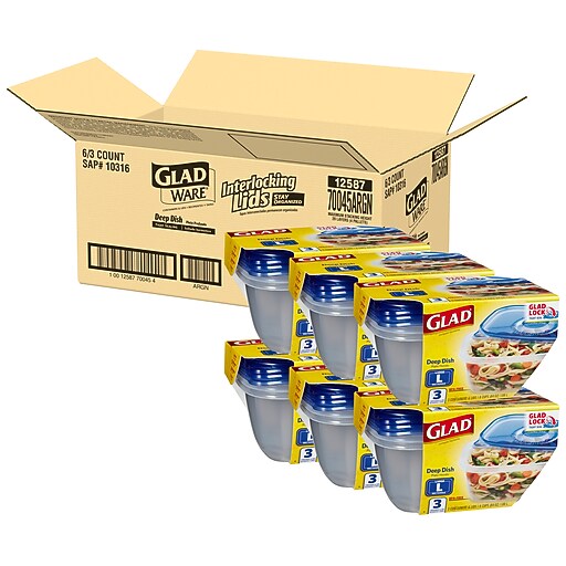 Glad® Deep Dish Containers, 64 oz., 23 Packs/Carton (70045) at Staples