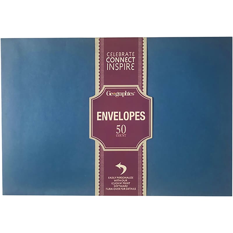 Geographics Gummed A9 Greeting Card Envelopes, 5.75" x 8.75", Blue, 50/Pack (48463) image 1