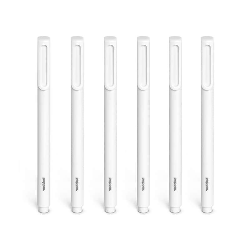 Poppin Signature Ballpoint Pen, Medium Point, Black Ink, 6/Pack (106180) image 1