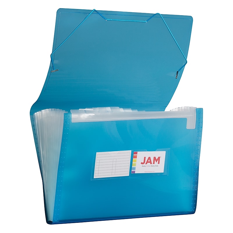 JAM Paper® 13 Pocket Plastic Expanding File, Accordion Folders, Legal Size, 10 x 15, Blue, Sold Individually (419EX13BU) image 1
