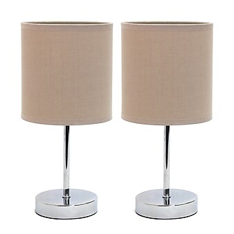 Simple Designs Incandescent Table Lamp Set, Grey (LT2007-GRY-2PK)