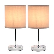 Simple Designs Incandescent Table Lamp Set, Grey (LT2007-GRY-2PK)