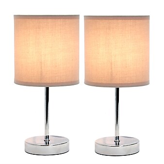 Simple Designs Incandescent Table Lamp Set, Grey (LT2007-GRY-2PK)