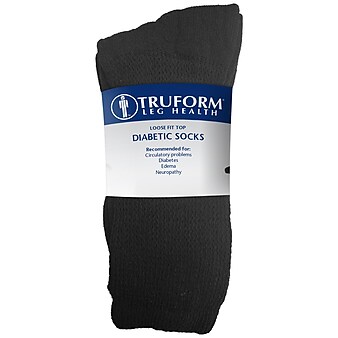 Truform Diabetic Socks, Loose Fit (Pack of 3), Large (1918WH-L)