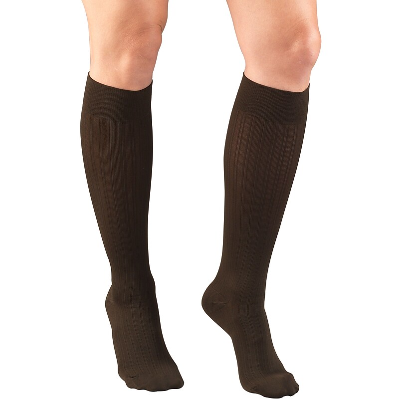 Truform Women's Trouser Socks, Dress Style, Rib Pattern: 15-20 mmHg, S, BROWN (1973BN-S) image 1