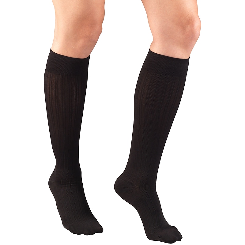 Truform Women's Trouser Socks, Dress Style, Rib Pattern: 15-20 mmHg, S, BLACK (1973BL-S) image 1