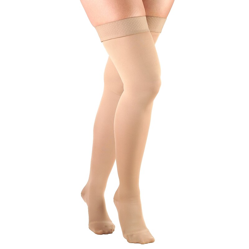 Truform Women's Stockings, Thigh High, Closed Toe: 20-30 mmHg, XL, BEIGE (0364BG-XL) image 1
