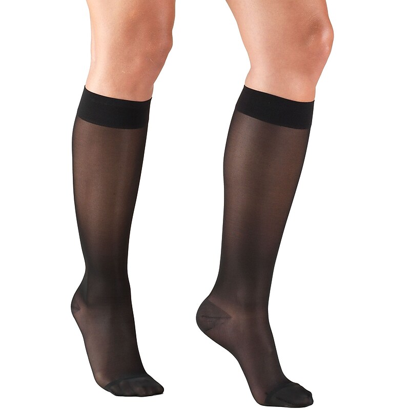 Truform Women's Stockings, Knee High, Sheer: 15-20 mmHg, M, BLACK (1773BL-M) image 1