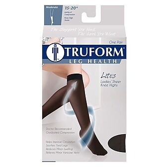 Truform Women's Stockings, Knee High, Sheer: 15-20 mmHg, M, NUDE (1773ND-M)