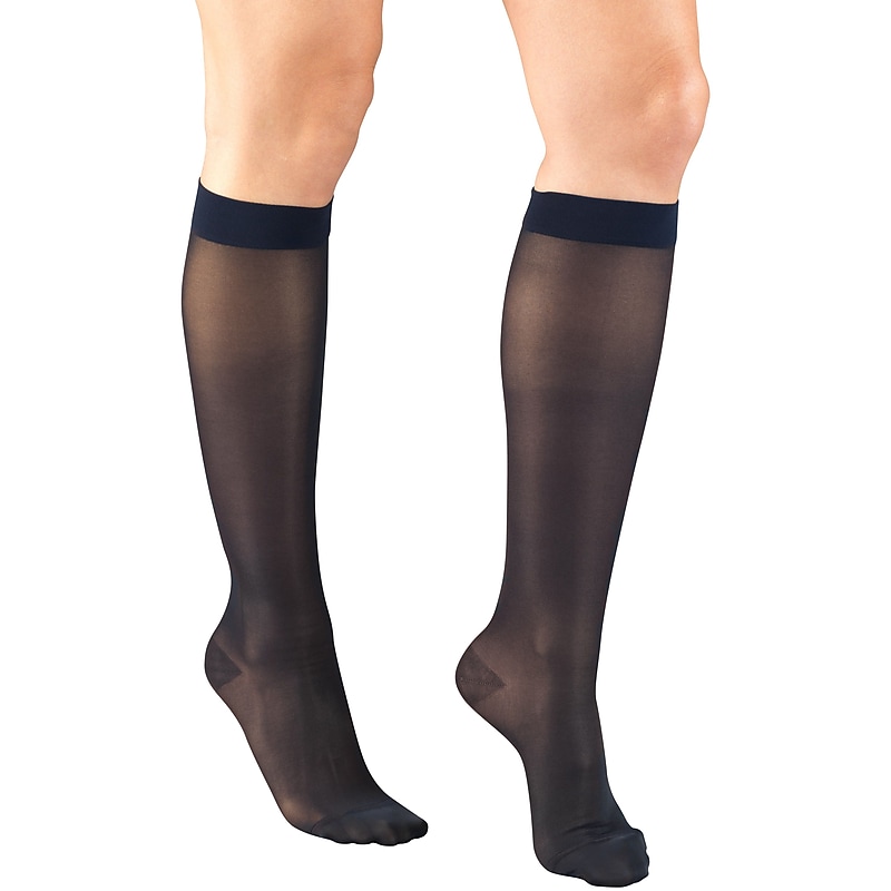 Truform Women's Stockings, Knee High, Sheer: 15-20 mmHg, M, NAVY (1773NV-M) image 1