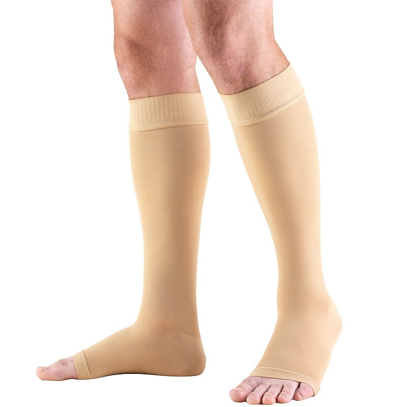 Truform Stockings, Knee High, Open Toe, Dot Top, 20-30 mmHg, XL, Beige (0864BG-XL) image 1