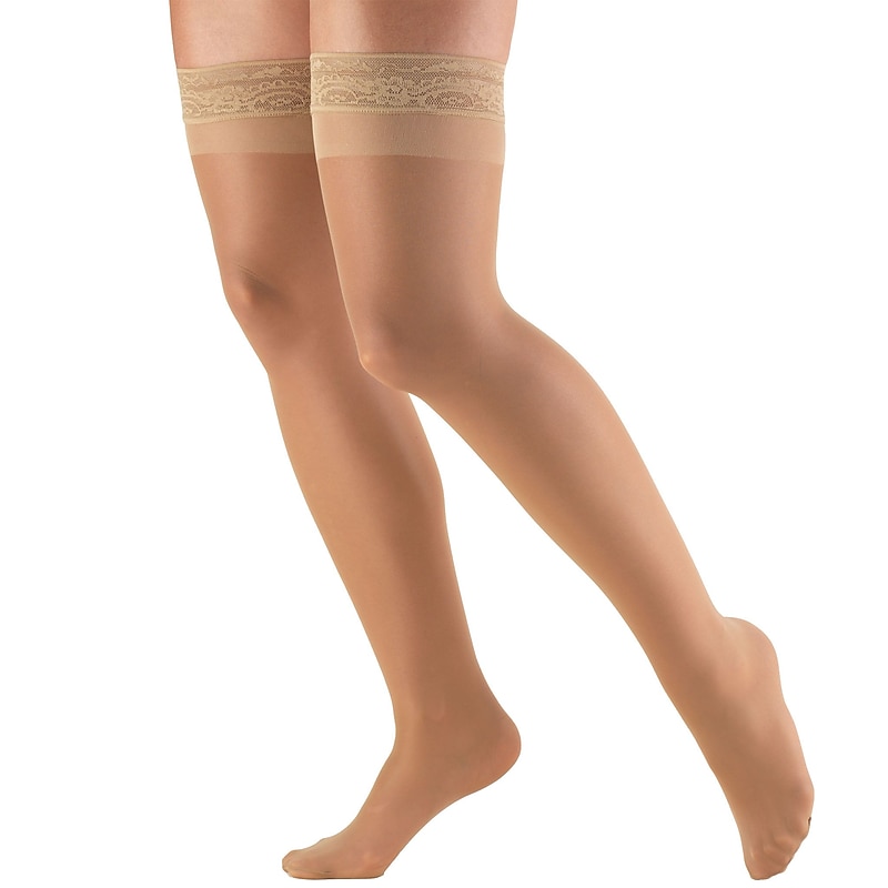 Truform Women's Stockings, Thigh High, Sheer: 8-15 mmHg, S, BEIGE (1764BG-S) image 1