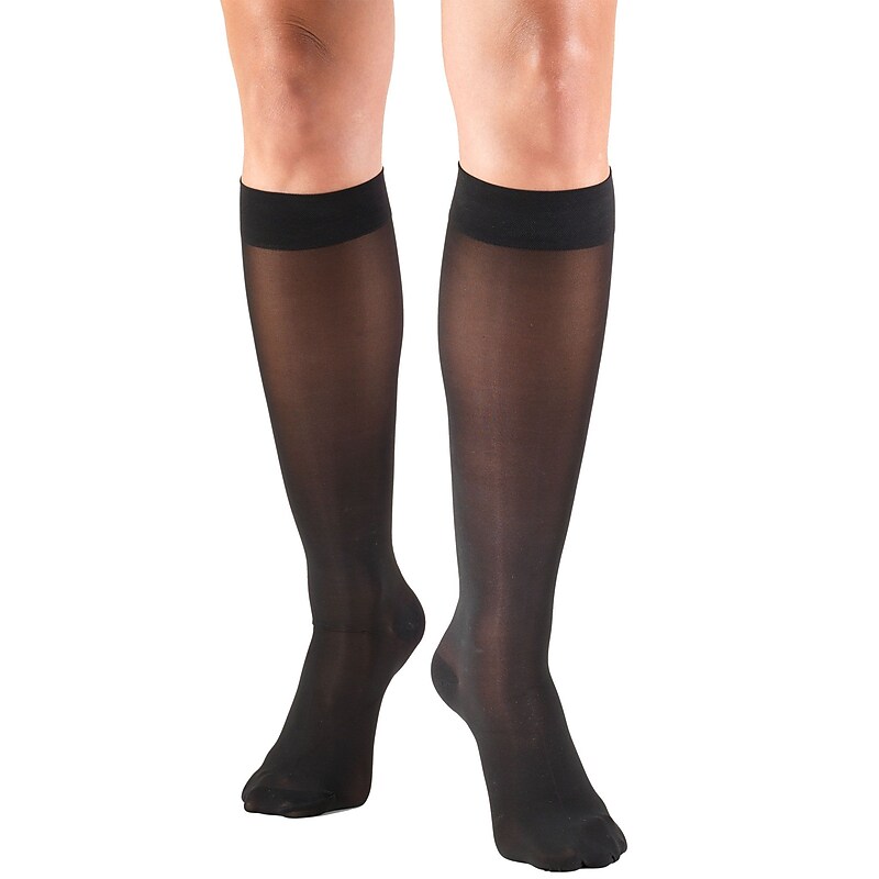 Truform Women's Stockings, Knee High, Sheer: 30-40 mmHg, XL, BLACK (0253BL-S) image 1