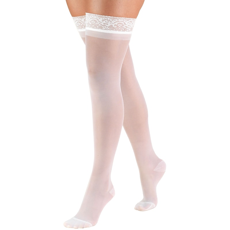 Truform Women's Stockings, Thigh High, Sheer: 15-20 mmHg, S, WHITE (1774WH-S) image 1