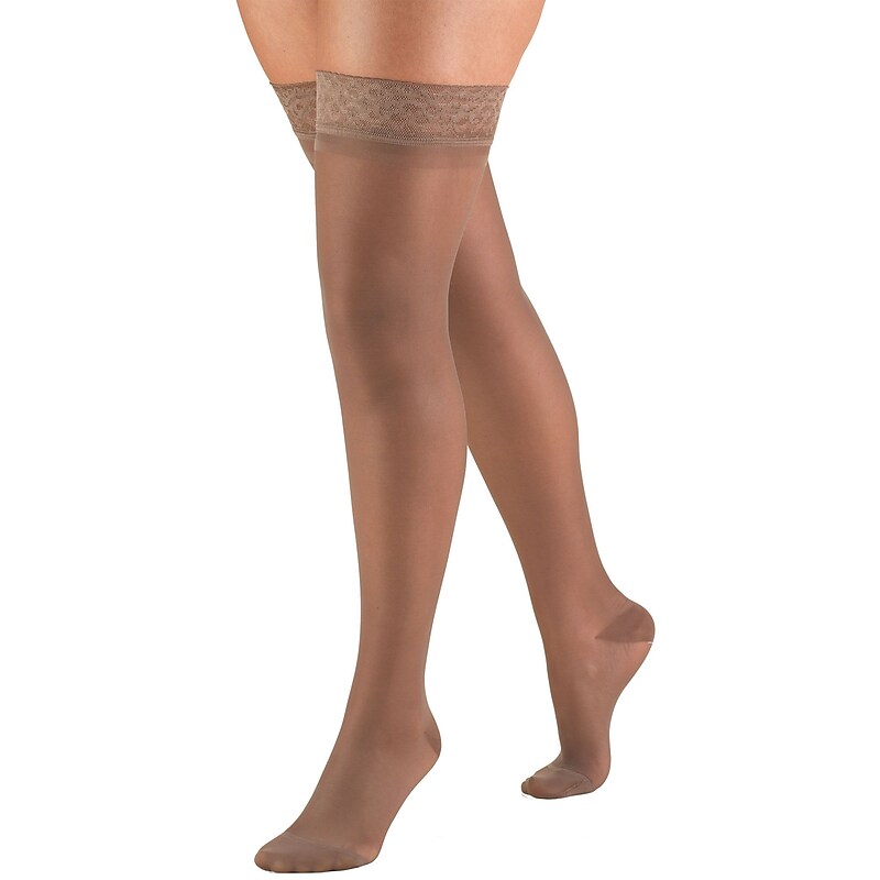 Truform Women's Stockings, Thigh High, Sheer: 15-20 mmHg, XL, TAUPE (1774TP-XL) image 1