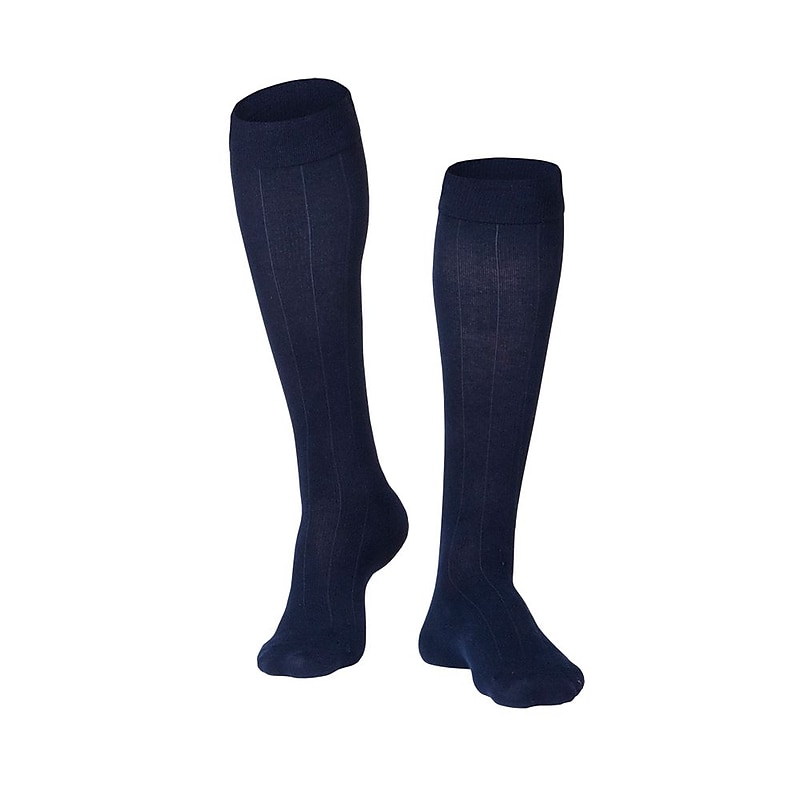 Touch Men's Compression Socks, Knee High, Rib Pattern, 15-20 mmHg, M, NAVY (1012NV-M) image 1