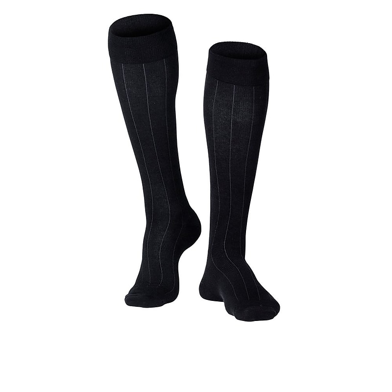 Touch Men's Compression Socks, Knee High, Rib Pattern, 15-20 mmHg, M, BLACK (1012BL-M) image 1