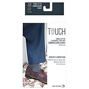 Touch Men's Compression Socks, Knee High, Herringbone Pattern, 15-20 mmHg, L, BLACK (1011BL-L)