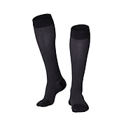 Touch Men's Compression Socks, Knee High, Herringbone Pattern, 15-20 mmHg, L, BLACK (1011BL-L)