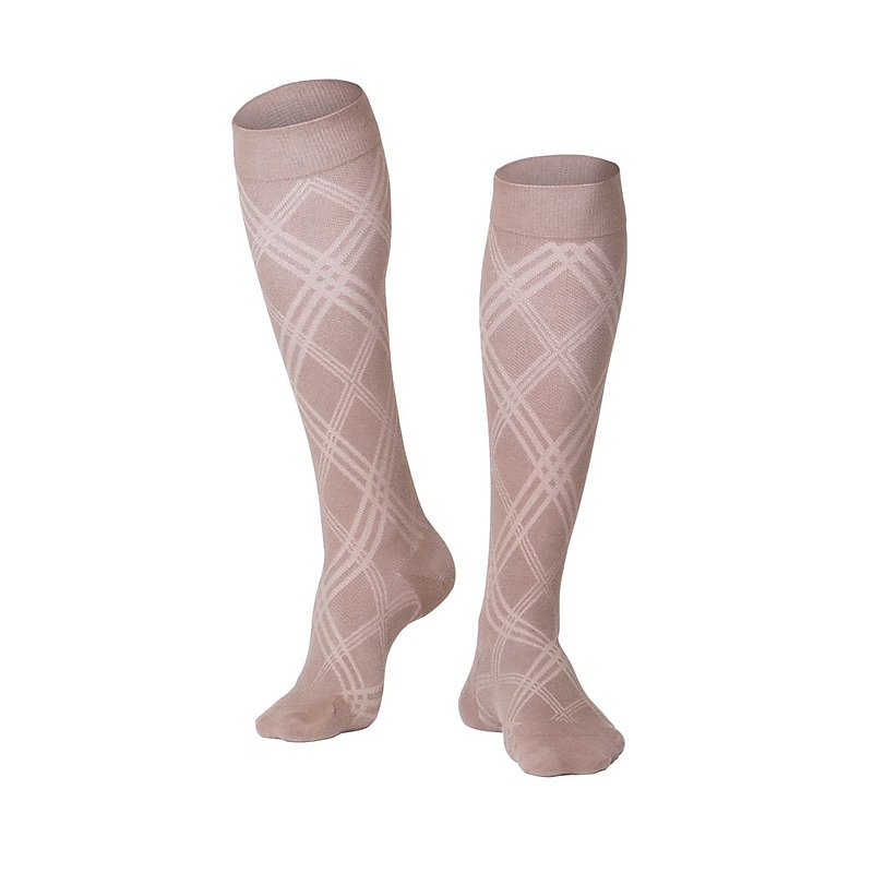 Touch Men's Compression Socks, Knee High, Argyle Pattern, 15-20 mmHg, M, TAN (1014TN-M) image 1