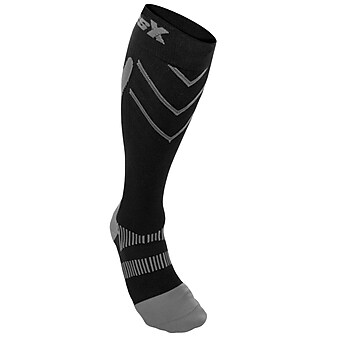 CSX Compression  Socks, Sport Recovery Style, 15-20 mmHg, L, SILVER ON BLACK (X200SB-L)