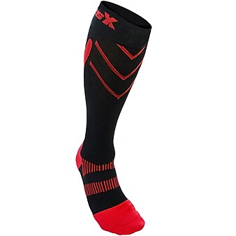 CSX Compression  Socks, Sport Recovery Style, 20-30 mmHg, XL, RED ON BLACK (X220RB-XL)