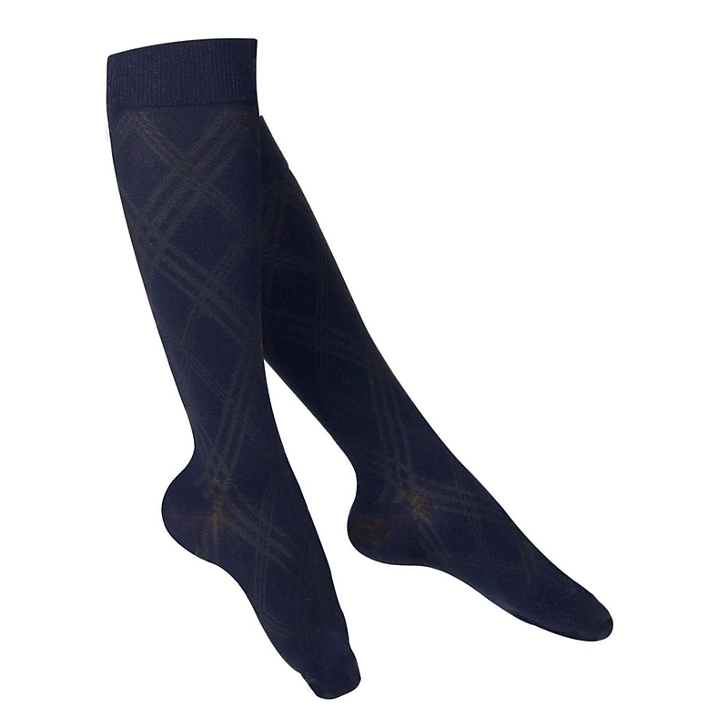 Touch Women's Compression Socks, Knee High, Argyle Pattern, 15-20 mmHg, M, NAVY (1064NV-M) image 1