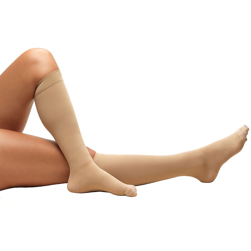 Truform Anti-Embolism Stockings, Knee High, Closed Toe: 18 mmHg, S, BEIGE (8808BG-S) image 1