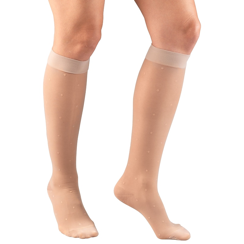 Truform Women's Stockings, Knee High, Sheer, Dot Pattern: 15-20 mmHg, S, NUDE (1782ND-S) image 1
