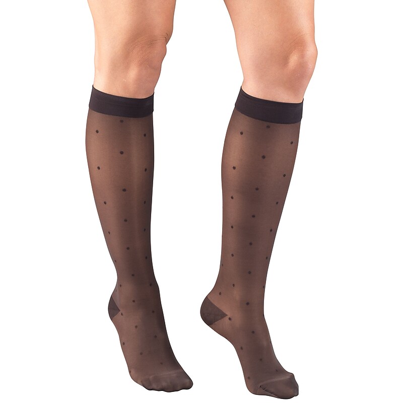 Truform Women's Stockings, Knee High, Sheer, Dot Pattern: 15-20 mmHg, S, CHARCOAL (1782CH-S) image 1