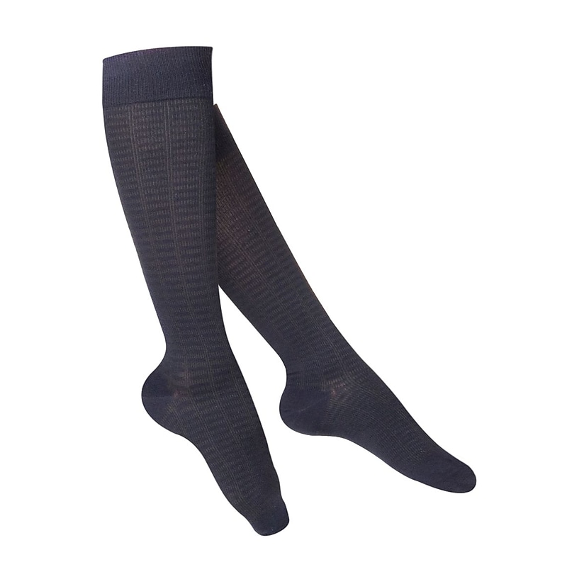 Touch Women's Compression Socks, Knee High, Checkered Pattern, 15-20 mmHg, M, NAVY (1063NV-M) image 1