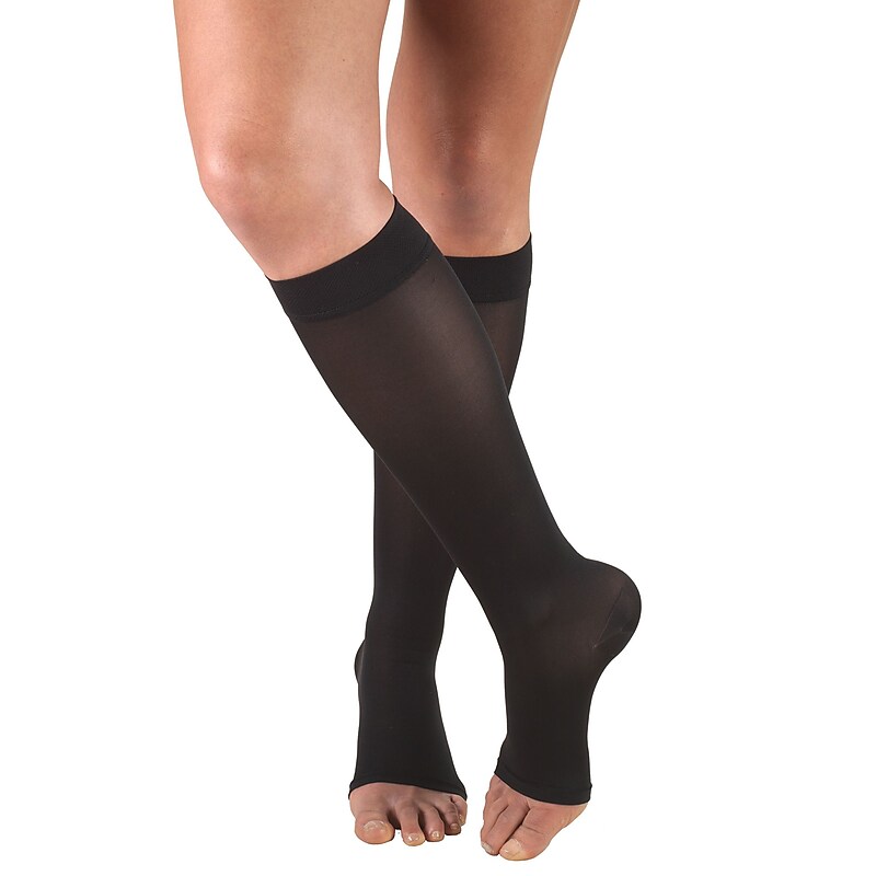 Truform Women's Stockings, Knee High, Open Toe: 20-30 mmHg, S, BLACK (0361BL-S) image 1