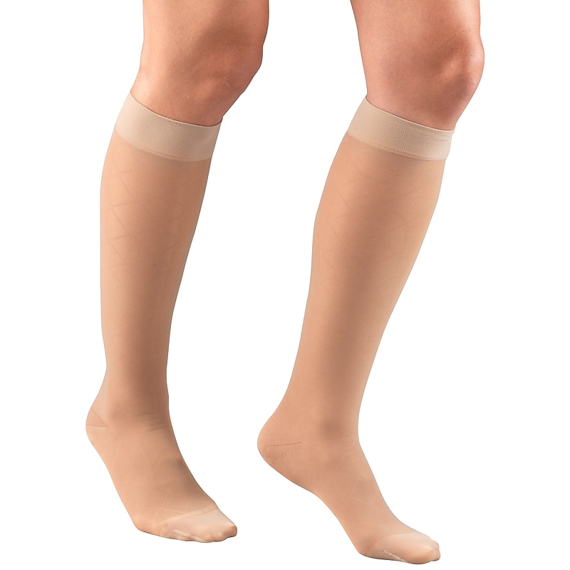 Truform Women's Stockings, Knee High, Sheer, Diamond Pattern: 15-20 mmHg, S, NUDE (1783ND-S) image 1
