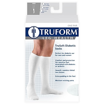 Truform Socks, Knee High: 8-15 mmHg, L, WHITE (1913WH-L)