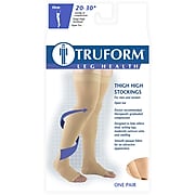 Truform Stockings, Thigh High, Open Toe, Dot Top: 20-30 mmHg, M, BEIGE (0868BG-M)