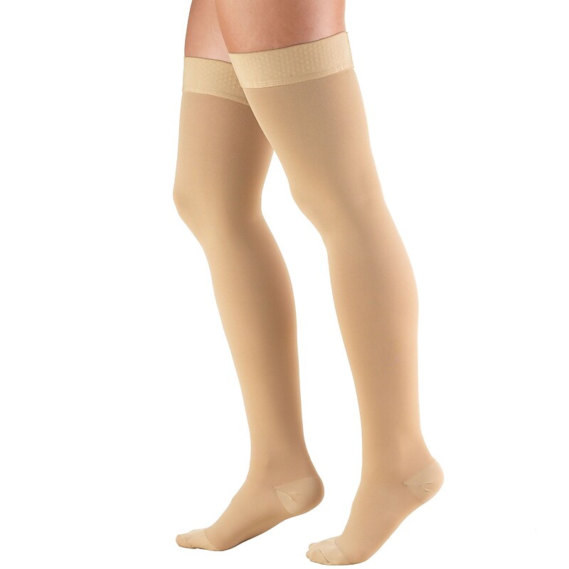 Truform Stockings, Thigh High, Closed Toe, Dot Top: 30-40 mmHg, L, BEIGE (8848BG-L) image 1